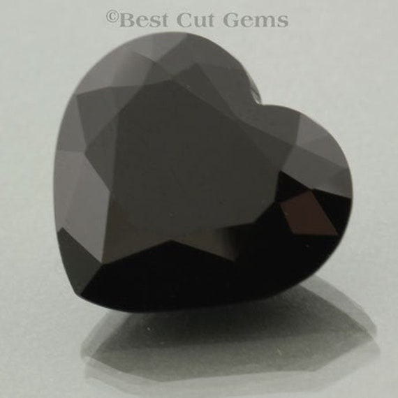 Black Spinel Gemstone, Custom Faceted Heart Design