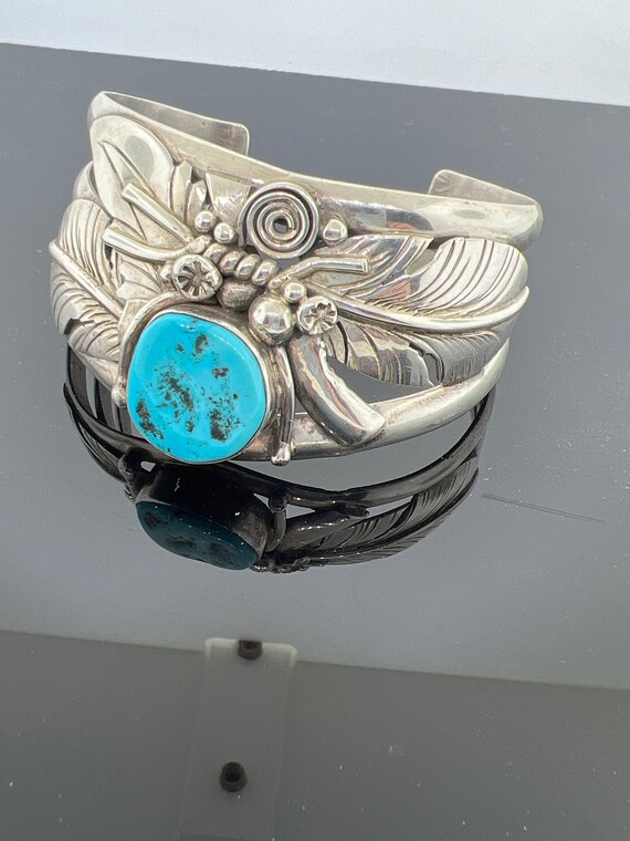 Sterling Silver Cuff Bracelet, Kingman Turquoise,… - image 2