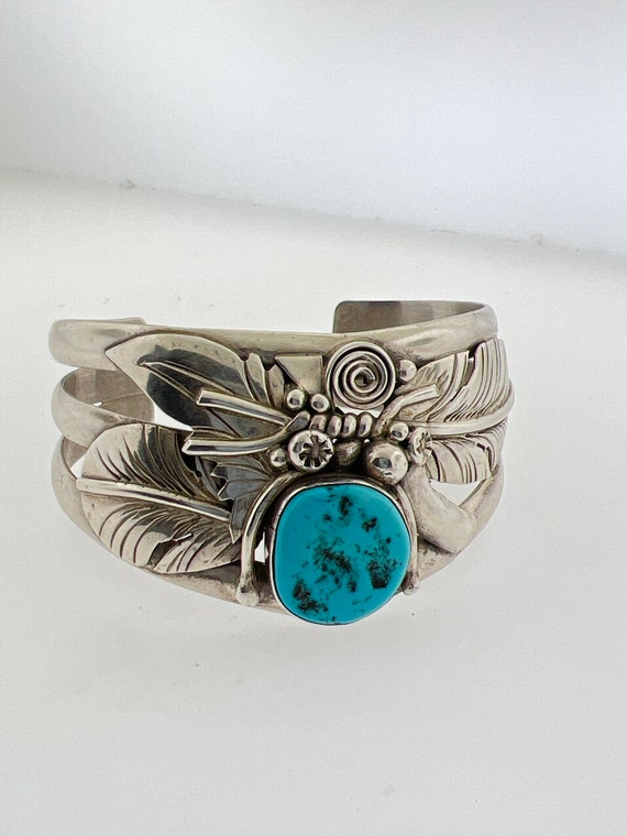 Sterling Silver Cuff Bracelet, Kingman Turquoise,… - image 6