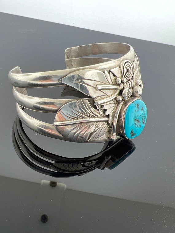 Sterling Silver Cuff Bracelet, Kingman Turquoise,… - image 5