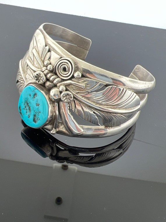Sterling Silver Cuff Bracelet, Kingman Turquoise,… - image 4