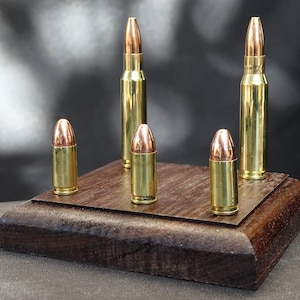 Porta tarjetas de presentación con balas de latón para pistola de rifle real, porta tarjetas de presentación con munición, soporte para fotos, regalo para papá, regalo para las fuerzas del orden