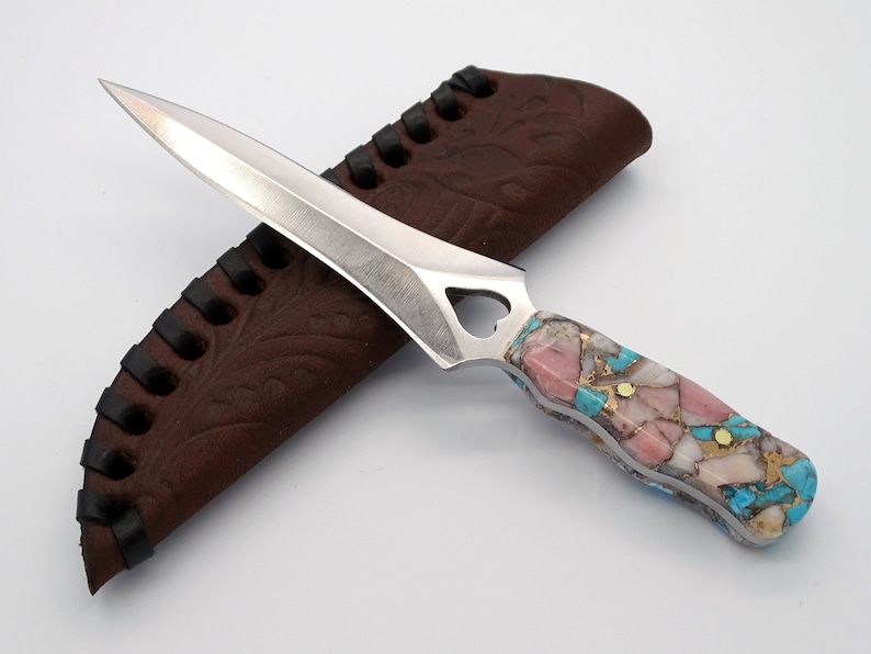 Small dagger opal handle garter knife unique handle fixed Etsy