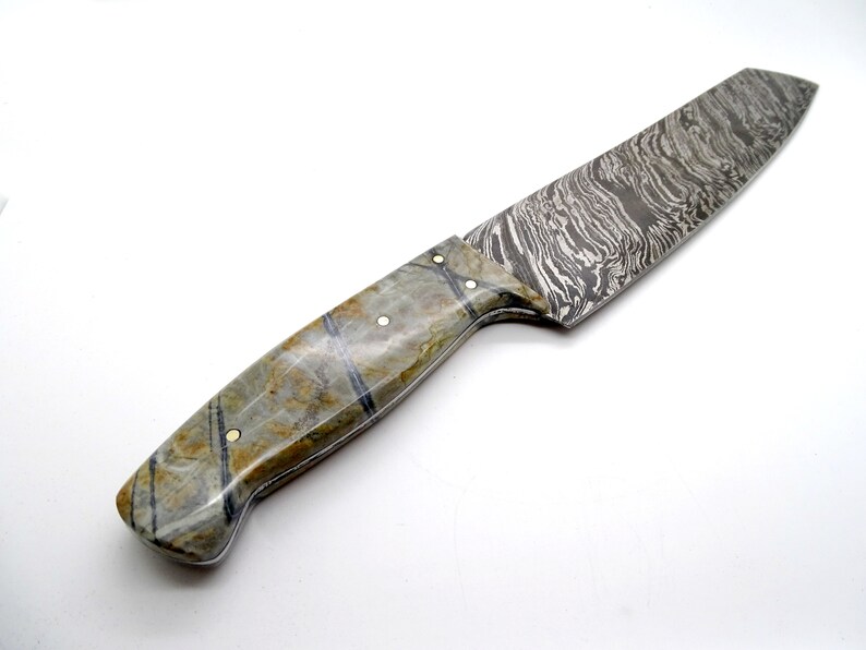 big chef knife gemstone handle, damascus chef knife unique handle, unique cooking knife, damascus kitchen knife graduation gift for men image 3