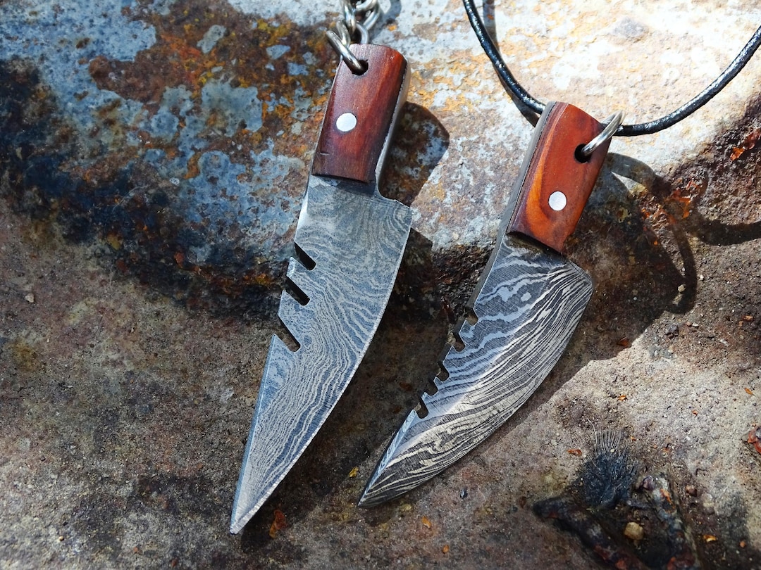 Miniature Damascus Knife Keychain, Small Knife Pendant, Damascus Knife ...