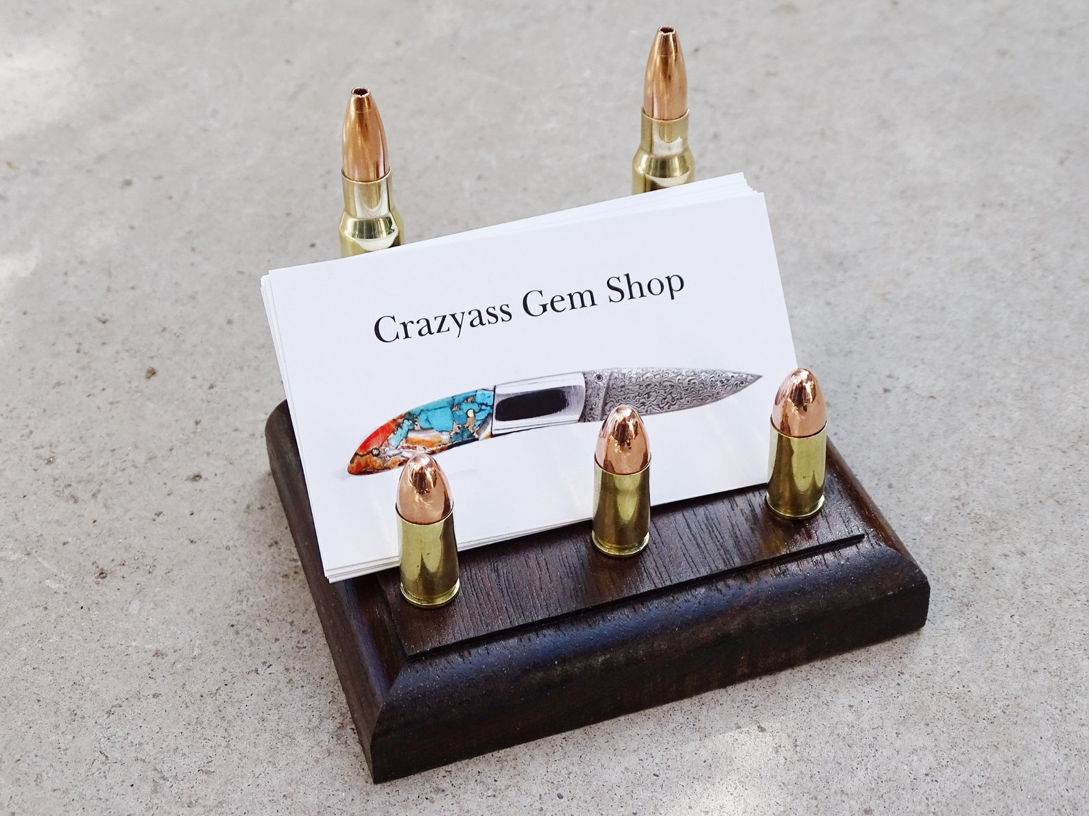Bullet Business Card Holder With Real Rifle Pistol Brass, Ammo Business Card Holder, Photo Stand