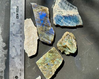 Rough Labradorite Crystal parcel, Natural moonstone Slab for cabbing, uncut stones lot, gems for jewelry making