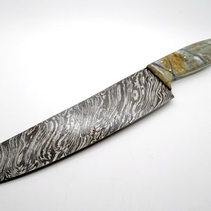 big chef knife gemstone handle, damascus chef knife unique handle, unique cooking knife, damascus kitchen knife graduation gift for men image 1