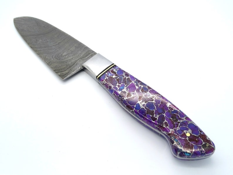 Big Chef Knife Purple Handle Damascus Chef Knife Stone Etsy