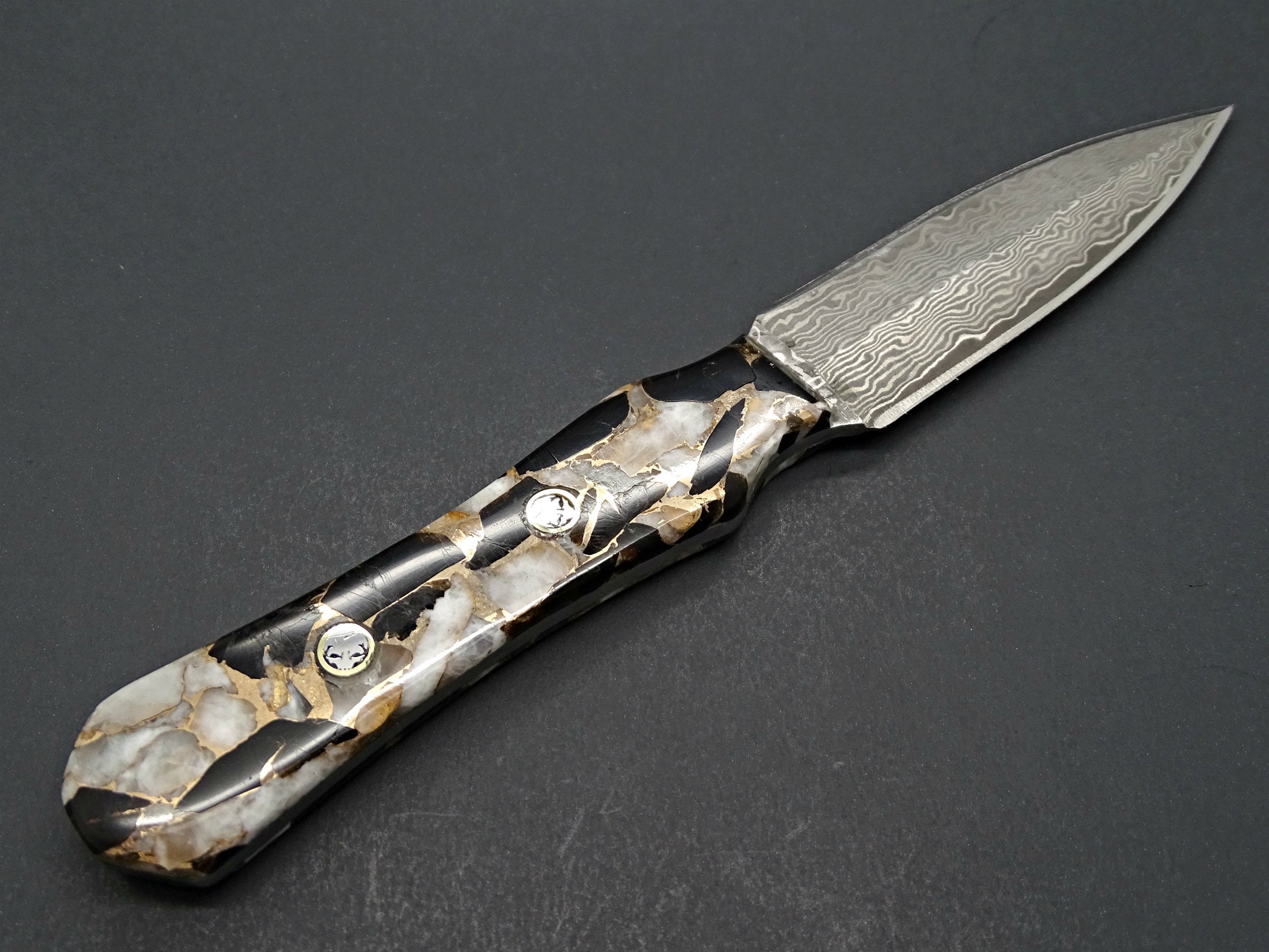Damascus Dagger Unique Handle Double Edged Knife Damascus Etsy