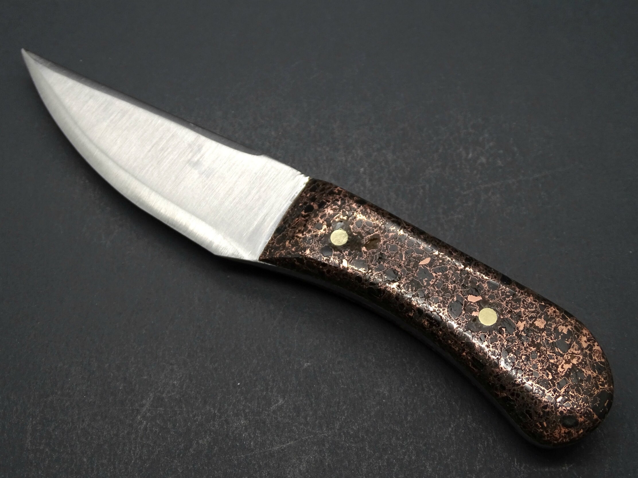 Hand knife copper brick handle small skinning knife Etsy