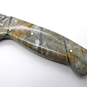 big chef knife gemstone handle, damascus chef knife unique handle, unique cooking knife, damascus kitchen knife graduation gift for men image 9