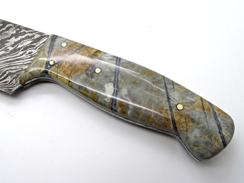 big chef knife gemstone handle, damascus chef knife unique handle, unique cooking knife, damascus kitchen knife graduation gift for men image 9