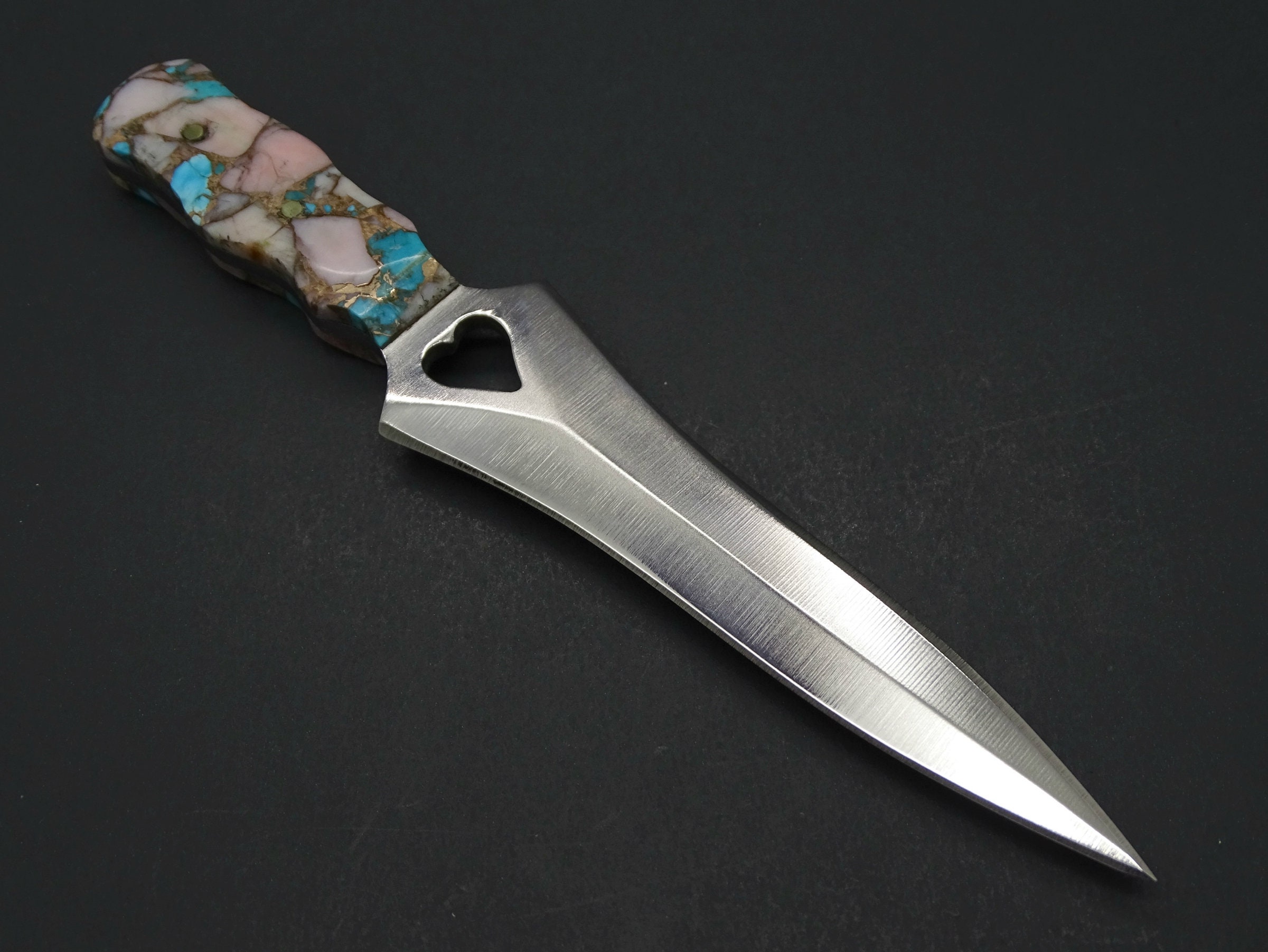 Small Dagger Opal Handle, Garter Knife Unique Handle, Fixed Blade Knife