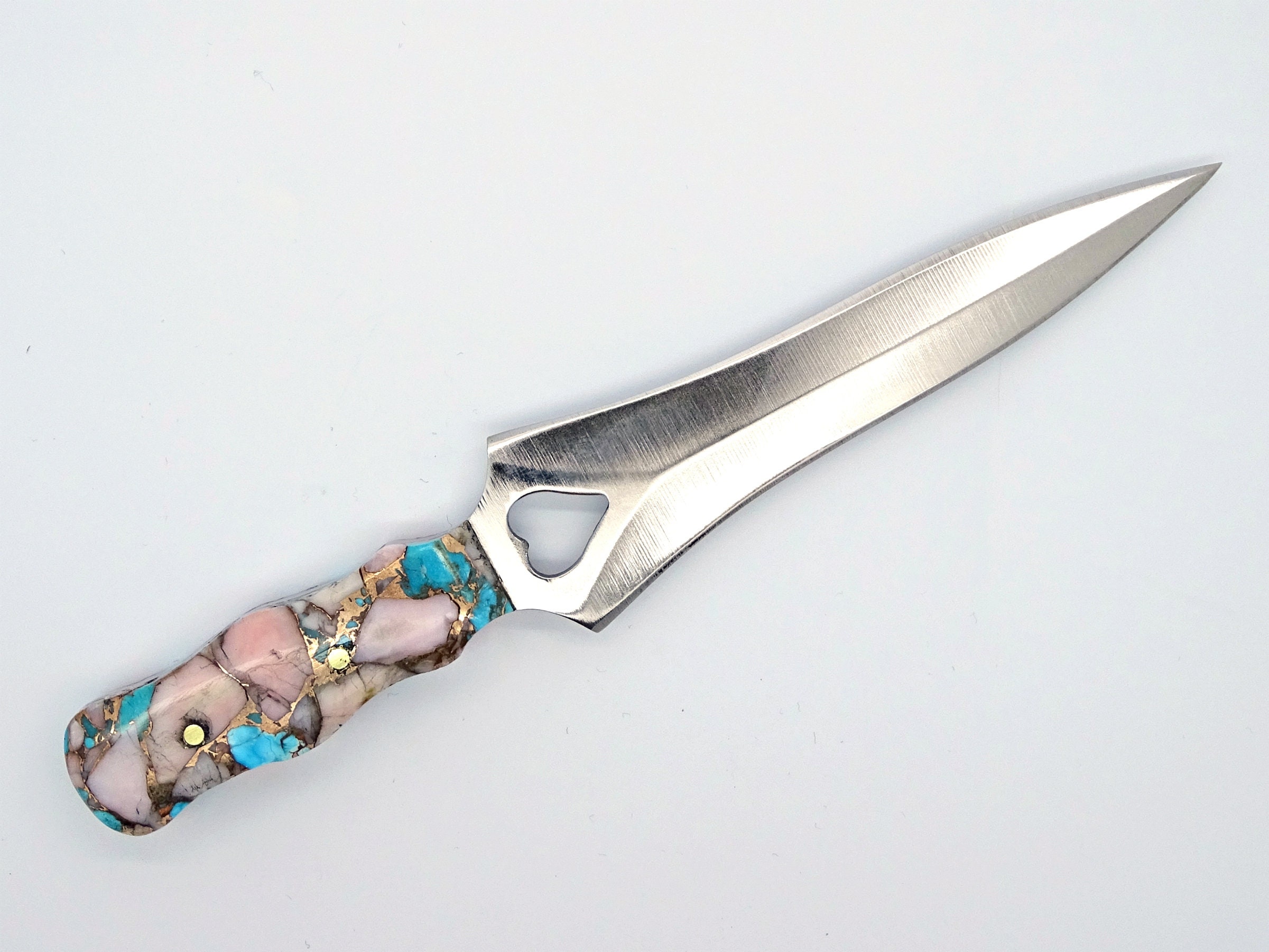 Small Dagger Opal Handle, Garter Knife Unique Handle, Fixed Blade Knife