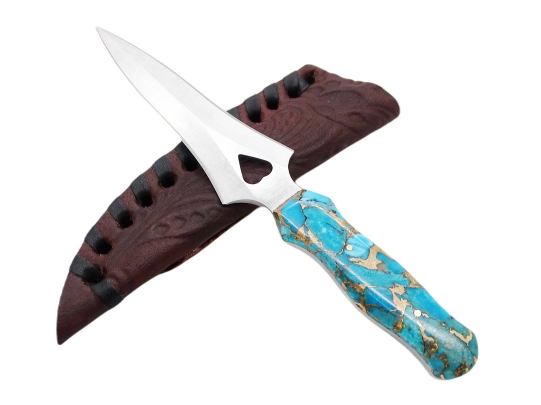 Dagger Code Turquoise Double Edged Dagger, Turquoise Handle, Leather Sheath - Etsy