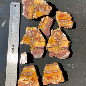 raw Lavic siding brecciated jasper slabs, sliced California jasper gemstone, brown red tan jasper rough gemstones for cabbing