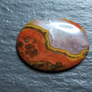 Red Laguna Lace Agate Cabochon: Oval Gemstone for Ring (36x27mm)