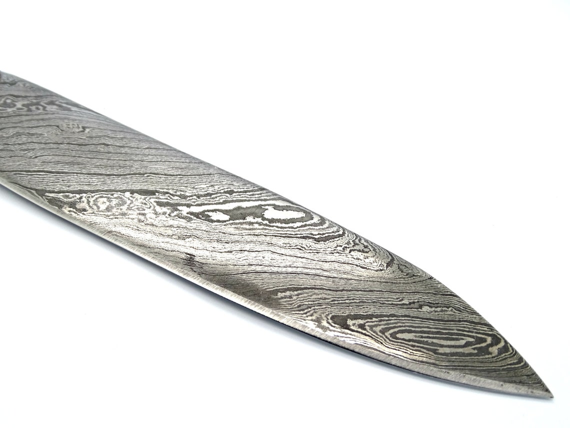 Damascus Kitchen Knife Green Handle Chef Knife Gemstone Etsy