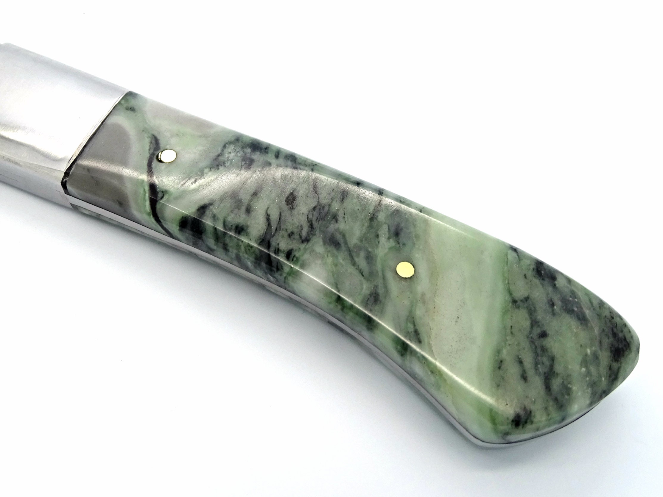 Damascus Kitchen Knife Green Handle, Chef Knife Gemstone Handle, Unique