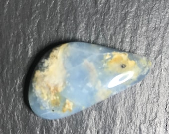 blue opal cabochon, Peruvian blue opal cab, rare gemstone cab, blue Peru opal gemstone, designer cabochon pendant size, October birthstone