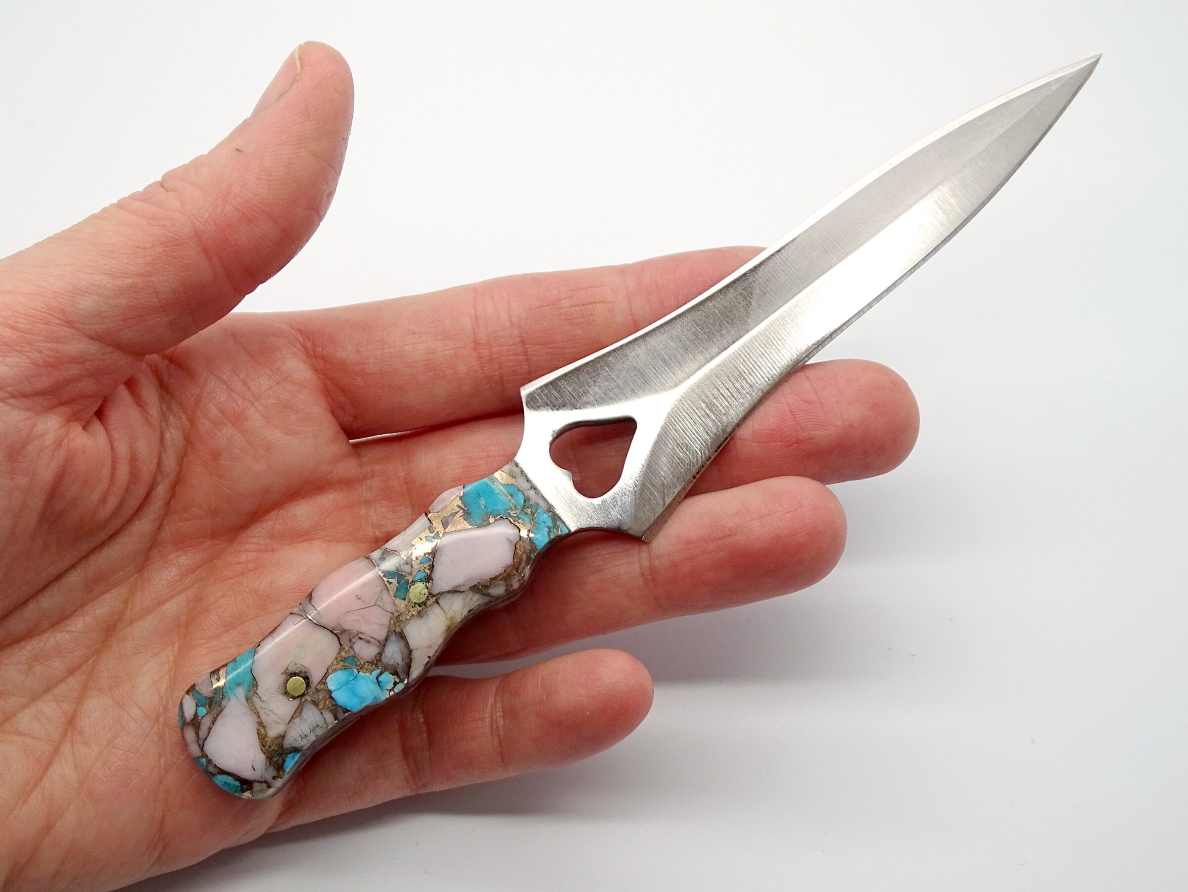 Small Dagger Opal Handle, Garter Knife Unique Handle, Fixed Blade Knife