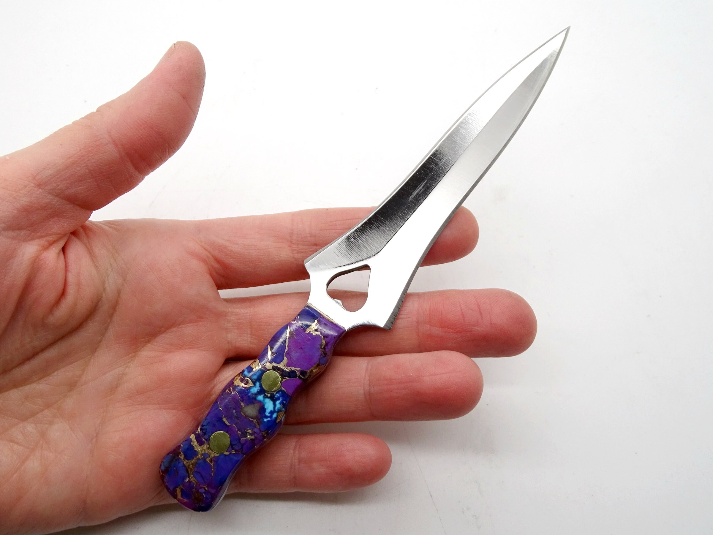 Steel Knife Stone Handle, Garter Knife Unique Handle, Fixed Blade Knife