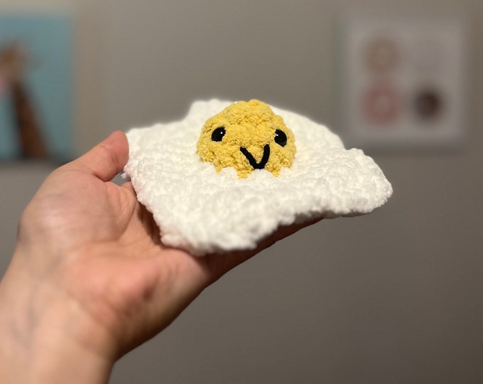 Crochet Fried Egg Plushie Food