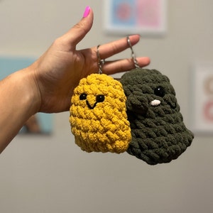 Peluches pépites de poulet au crochet, pépites de poulet au crochet Nugget Keychain