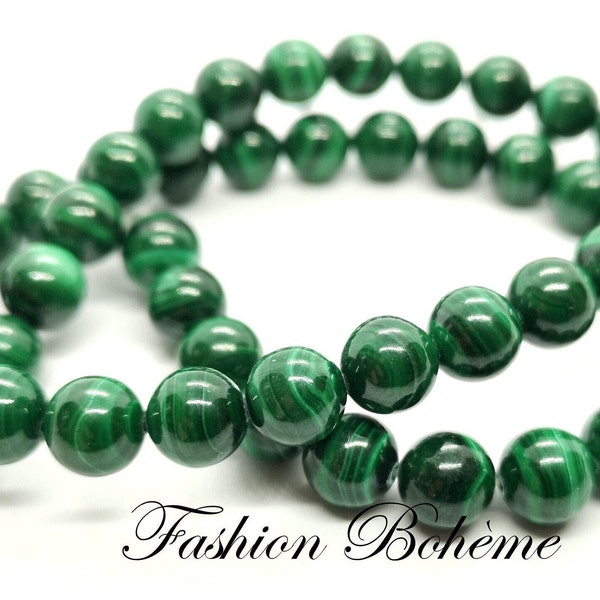 x 5 x 10 perles pierre naturelle Malachite  grade A   5.3 / 6 / 8 MM