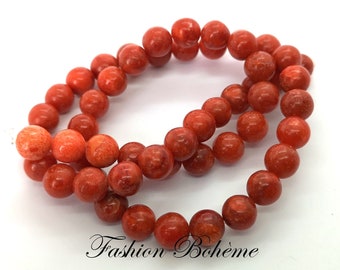 X 20 red coral pearls 6/7 MM