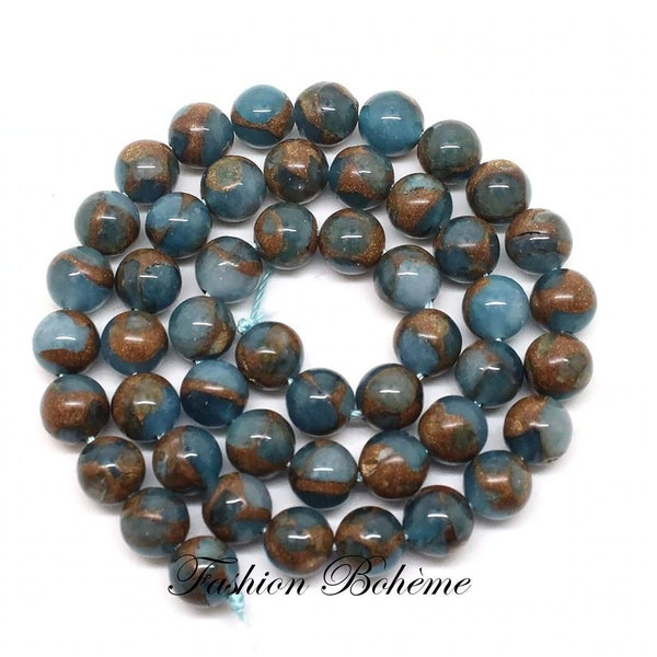 X 20 perles Jasper bleues cloisonnées lac bleu 6/8 mm