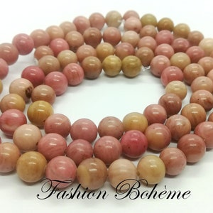 X 1 strand natural Rhodochrosite beads 6/8 mm (6 mm x 57 beads) 8 mm x 44 beads)