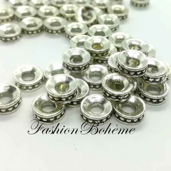 x 10 x 20 perles entretoise tibétain en Métal argenté 6/8 mm