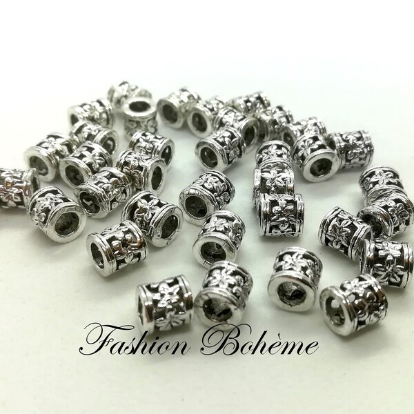 x 10 perles tube entretoise fleurs 6.30 x 6.30 mm