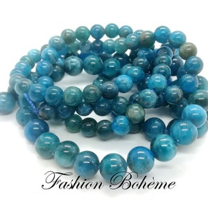 X 10 perles naturelle Apatite &quot;grade A&quot;   6.4 / 8.5 mm