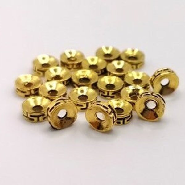 x 20 Perles Tibétain intercalaire en Métal doré 7.3 mm