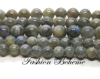 X 1 brin perles naturelles Labradorite grade A 6/8 mm (6 mm x 60 perles) (8 mm x 45 perles)