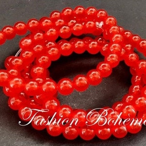 X 1 strand Red Jade beads 6.4 mm 6.4 mm x 60 beads image 3