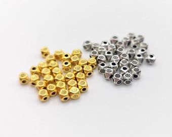 x 30 spacer beads Antique silver - Gold 3.5 / 3.9 mm