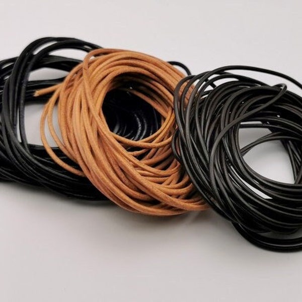 x 5 m Cordon Cuir 2 mm Noir / Naturel / Marron foncé