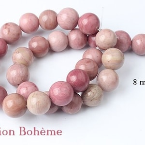 X10 x 20 natural pink Rhodochrosite beads 6/8/10 mm x 20 perles 8 mm