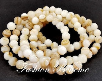 x 20 natural white sea shell pearls 5.9 / 6 / 8 mm