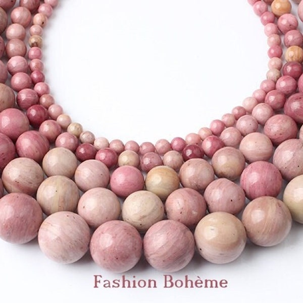 X10 x 20 perles rose naturel Rhodochrosite 6/8/10 mm