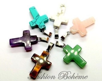 X 1 stone cross "6 colors to choose from" 18 x 25 x 6 mm
