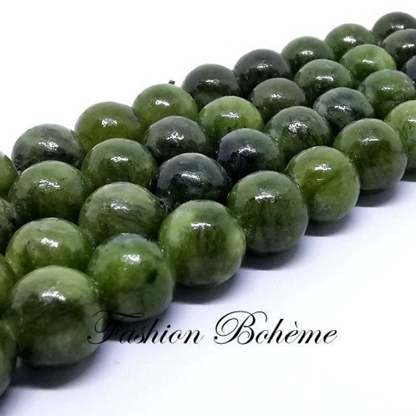 x 20 perles 6/8 mm Agate pierre naturelle verte du canada teintées