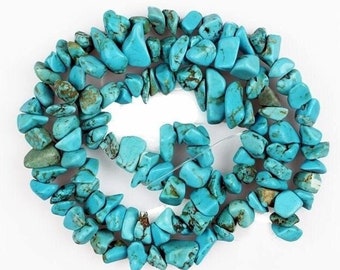 X 50 Colorful Turquoise chip beads 5 - 8 mm
