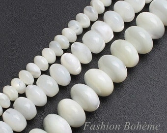 x 20 perles naturelles de coquille de mer blanche  "Troca" 5 x 7.10 mm