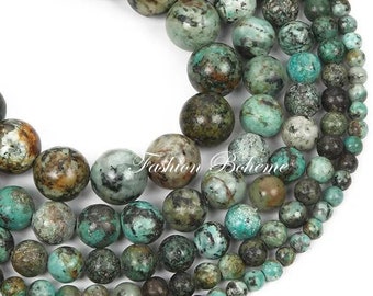 X 1 brin perles Turquoise Africaine 6/8 mm (8 mm x 48 perles)(6 mm x 60 perles)