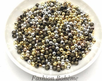 x 200 Perles métal  rondes mixte 4 mm